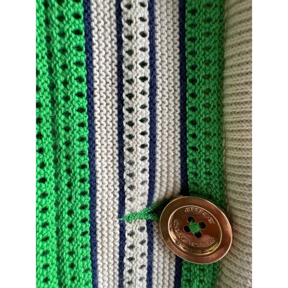Juicy Couture Y2K Knit Striped Green + White Shirt Jacket Gold Buttons EUC - Picture 9 of 9